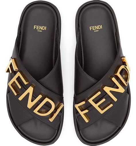 fendi logo slip on sandals|fendi denim sandals.